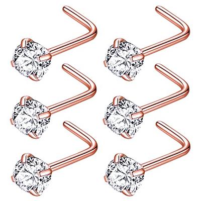 ZS 9-12PCS 20g Surgical Stainless Steel Double Nose Stud Ring