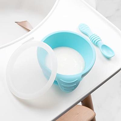 Bumkins Baby Bowl, Silicone Feeding Set with Suction for Baby and Toddler,  Includes 4 Spoons and