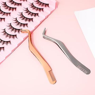 TIESOME 2 in 1 Eyelash Tweezers with Comb, 2 Pieces Eyelash