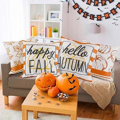 Fall Pillow Covers 18x18 Set of 4 for Fall Decor Buffalo Plaid Pumpkin and  Maple Leaves Outdoor Pillows Decorative Throw Pillows Farmhouse