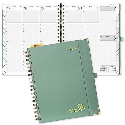 POPRUN 2024 Planner - 2024 Weekly Calendar with Hourly Time Slots,  Weekly/Monthly Appointment Book for Time Management - 6.5'' x 8.5''-  Leather Soft