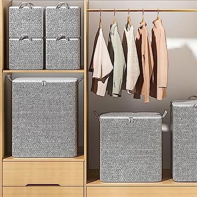 Unique Bargains Foldable Clothes Storage Bins Closet Organizers with  Reinforced Handles Blankets Bedding Grey