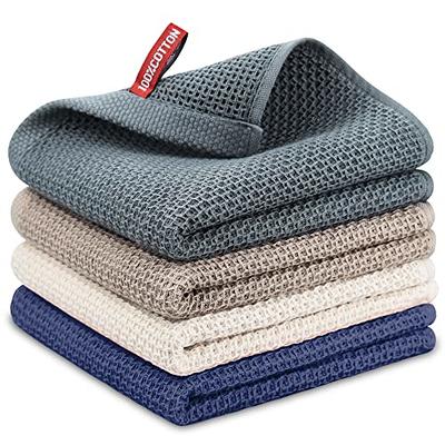 100% Cotton Flat Waffle Dish Cloths for Washing Dishes, 12x13, 4-Pack,  Gray T-fal Textiles