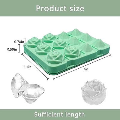 Silicone Rose Ice Cube Mold - 2Packs Diamond Rose Ice Cube Trays, 12 Rose +  12 Diamond shape Cute Ice Tray Maker Mold, Easy Release Small ice cube