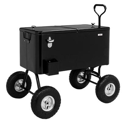 80 Qt. Wagon Rolling Cooler Ice Chest with Long Handle and 10 in. Wheels,  Portable Patio Party Bar Cold Drink Beverage - Yahoo Shopping