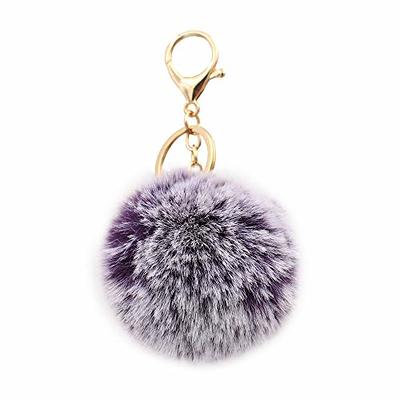 Somaler Genuine Fox Fur Pom Pom Keychain Bag Purse Charm Large Fluffy Fur Ball Keychains