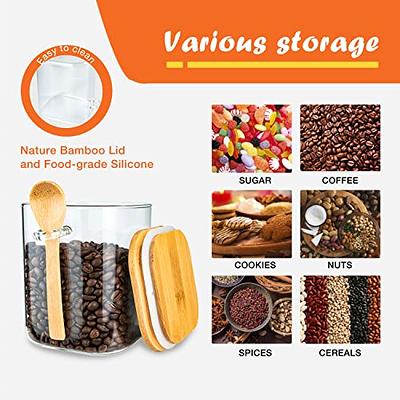 Vtopmart Glass Food Storage Jars, 7 Pack Food Containers with Airtight  Bamboo Wooden Lids for Pasta, Cookies, Nuts, Coffee Beans, Cereal, Glass