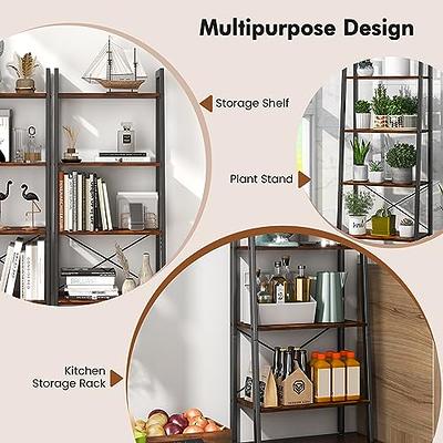 FUTASSI 5 Tiers Metal Bookshelf, Free-Standing Metal Narrow Bookcase,  Storage Organizer Shelves for Garage, Kitchen, Bathroom, Balcony and Living