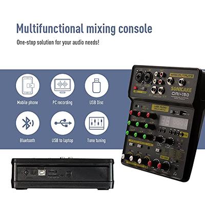 4 Channel Audio Mixer, Usb Mixer Audio Interface Mixing Console Built?in  48v P