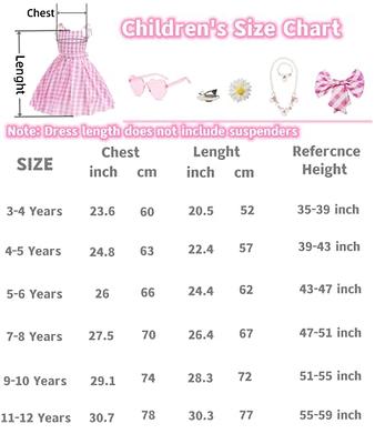 Barbie Cosplay Dress Costume Kids Margot Robbie Movie Outfit Girls Pink  White Gingham Dress Halloween Birthday Party Dress Up With Bow Hair Clip