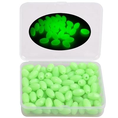 200Pcs 8mm Glow Fishing Beads Soft Plastic Round Beads Rubber Soft Beads  Fishing Lures Accessories Box Green Fishing Bait Eggs