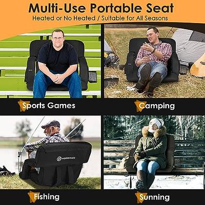  Heated Stadium Seats for Bleachers, Cusion & Backrest Double  Heated Seat [3 Levels USB Heating,6 Positions Reclining Back] Thicker  Padding & Arm Support for Fishing,Camping,Sports Event : Sports & Outdoors