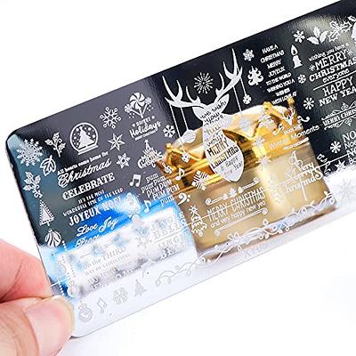 6pcs Nail Stamping Plates Nail Stamper Kit Winter Snowflake Elk Christmas