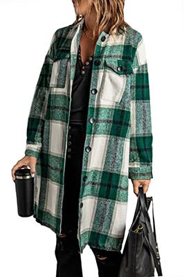 purcolt Winter Clearance 2024! Women's Thicken Warm Flannel Plaid Shirts  Long Sleeve Button Casual Work Blouses Tops Shacket Jackets Fleece Lined