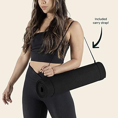 Retrospec Solana Yoga Mat 1 Thick wNylon Strap for Men & Women - Non Slip Exercise Mat for Home Yoga, Pilates, Stretching, Floor