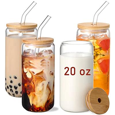 MerryJoy 4 PACK Sublimation Glass Blanks With Bamboo Lid,16 OZ