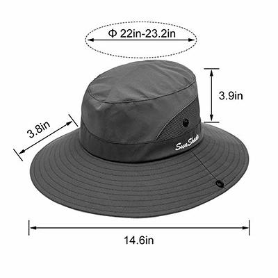 Womens Outdoor Summer Sun Hat Uv Protection Wide Brim Foldable Fishing Hats  With Ponytail Hole
