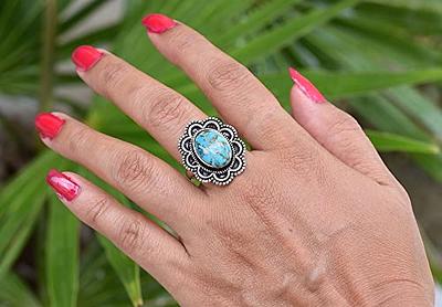 Rekha Gems Blue Copper Turquoise Ring, 925 Sterling Silver Ring, Vintage  Ring, Handmade Ring, Birthday Gift, Blue Stone Ring, Boho and Hippie, Ring,  Turquoise Ring, Turquoise Jewelry- BTQ-37 (9 US) - Yahoo Shopping