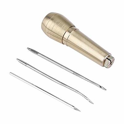 3 Pieces Canvas Leather Sewing Awl Needle with Copper Handle
