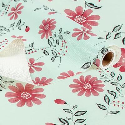 Shelf Liner for Kitchen Cabinets, PVC Drawer Liner for Dresser Non-slip,  Non-adhesive Cabinet Liner Washable red Flower L Grip 