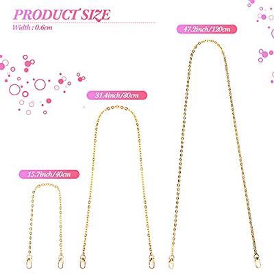 WEICHUAN 47/120cm DIY Iron Flat Chain Strap Purse Chain Accessories Purse  Straps Shoulder Cross Body Replacement Straps, with Metal Buckles (Gold)