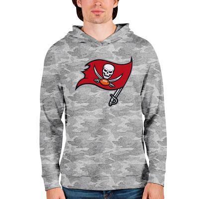 Men's Antigua Heather Gray Tampa Bay Buccaneers Victory Pullover Sweatshirt