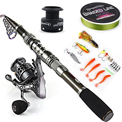 Fishing Pole Combo Set, Portable 2PCS 6.89ft/2.1m Fishing Rods