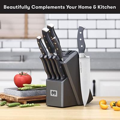 11-Piece Premium Gray Kitchen Knife Set with Knife Block & Dual