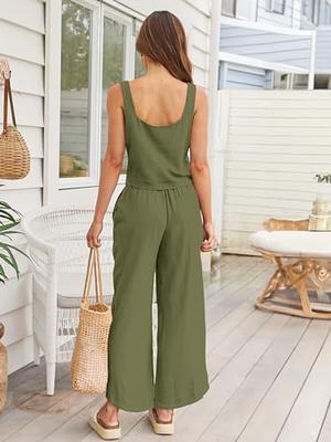 AUTOMET Beach Summer Vacation Outfits Two Piece Matching Sets for Women  2024 Casual Spring Fashion Clothes Linen Long Pants Jumpsuits - Yahoo  Shopping