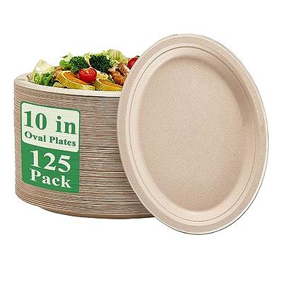 Bekith 150 Pack 10-Inch Paper Plates Biodegradable Disposable Round Plates,  Eco-Friendly, Natural Compostable Plant Fiber Plate - Great for Lunch and