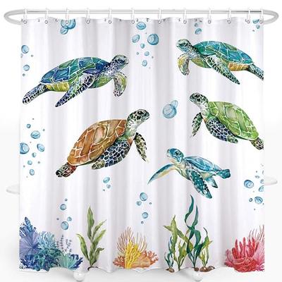 Sea Turtles Shower Curtain Hooks Rings for Bathroom, Metal Shower