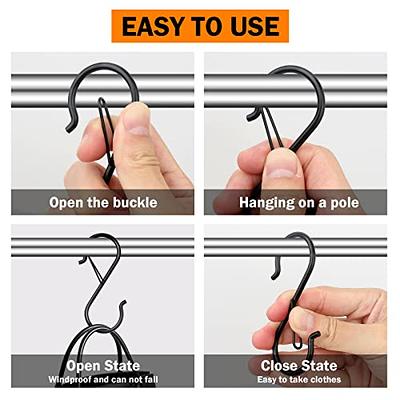 20 Pcs S Hooks With Safety Buckle For Hanging, Plastic Heavy Duty S Shaped  Hooks For Kitchen Utensil, Closet Rod, Bathroom