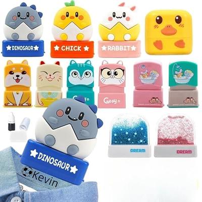  Icesoore Kiddostamp - Customized Name Stamp, Kiddo Stamp,  Customized Name Stamp for Clothing, Personalized Stamp for Clothes,  Waterproof, with Ink (1 Pink Cat) : Office Products