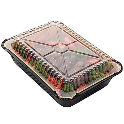 16 oz Disposable Aluminum Foil Pans with Clear Plastic Lids (50