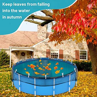 Therwen Pool Leaf Net Cover Above Ground Pool Winter Mesh Cover with 12 Pcs  Swimming Pool