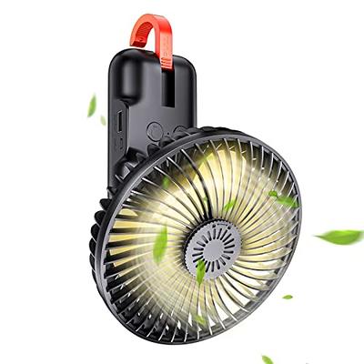 Camping Fan with LED Light - 12000mAh 65Hrs Battery Powered Fan, Portable  Rechargeable Fan with Output Ports, Clip On Fan, Tent Fan for Camping, Camp