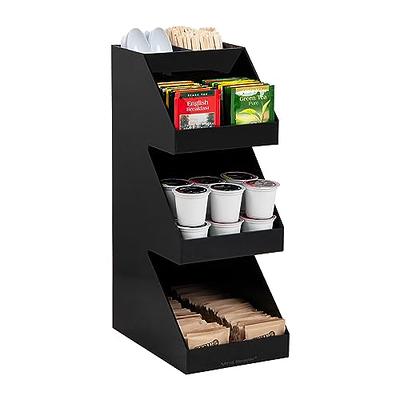 ServSense™ Black 3-Section Countertop Cup / Lid Organizer with Coffee  Decals - 4 11/16 x 14 1/2 x 10