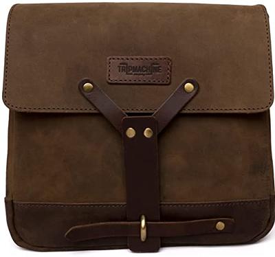 Steel Horse Leather The Gustav Messenger Bag | Large Capacity Vintage Leather Messenger Bag Brown