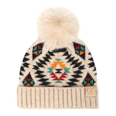 Cable-Knit Faux-Fur Pom-Pom Beanie for Girls