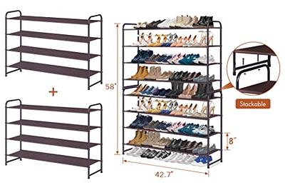 4-Tier Long Shoe Rack for Closet, Wide Shoe Organizer for Closet