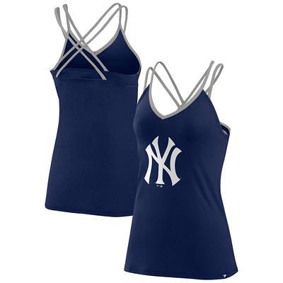 Youth White/Navy New York Yankees Pinstripe Raglan V-Neck T-Shirt