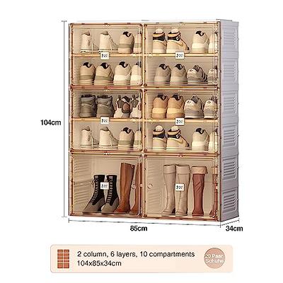 Portable Shoe Rack Organizer with Magnetic Clear Door for Closet