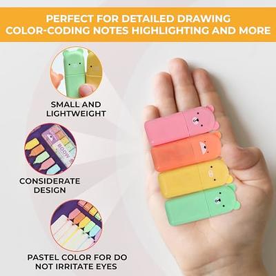 6 Pcs/Pack Portable Colorful Highlighters Set Colored Markers Pens Set Chisel-Tip Markers Kids Adult Coloring Supplies, Dark Color 4 Colors