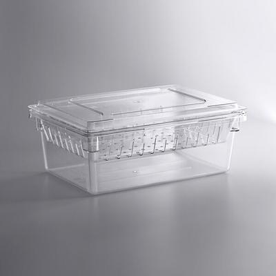 Vigor 26 x 18 x 6 Clear Polycarbonate Colander and Food Storage Box Kit  with Flat Lid