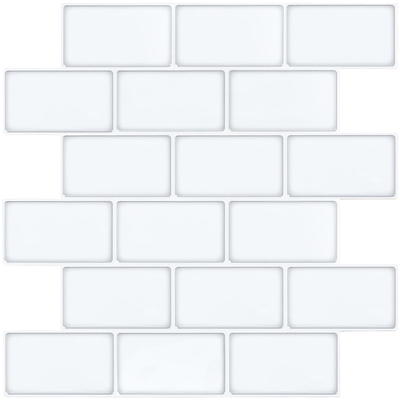 Long King Tile Peel and Stick Backsplash Tile White Subway Wall Tile 12 in. x 12 in. (10-Pack) - 1