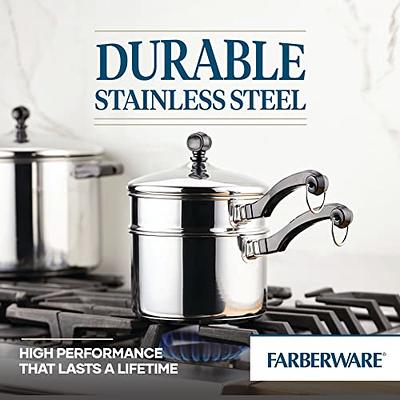 Farberware Classic Series 2qt Stainless Steel Double Boiler And Saucepan  With Lid Silver : Target