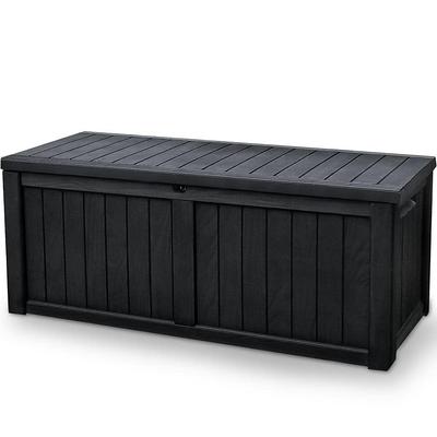 Ram Quality Products Plastic 90 Gal Outdoor Locking Storage Bin Deck Box, Gray