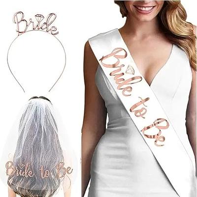 Bachelorette Party Rose Gold Sash + Veil - Bride To Be, Bachelorette Party  Decorations Kit - Sash For Bride, Bridal Shower Gift Supplies