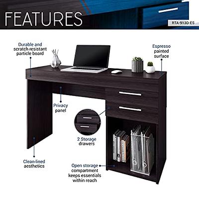 Hitow Home Office Desk 55 Inch Wood Writing Workstation - Gray