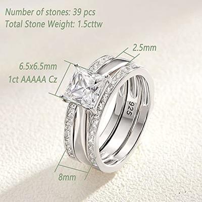 Wuziwen Women Guard Engagement Ring 925 Sterling Silver Ring Enhancer 5A CZ  Band